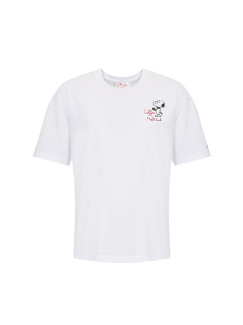 T-shirt Portofino in cotone con ricamo Snoopy Coffee Habitué Mc2 Saint Barth | POT000101623L